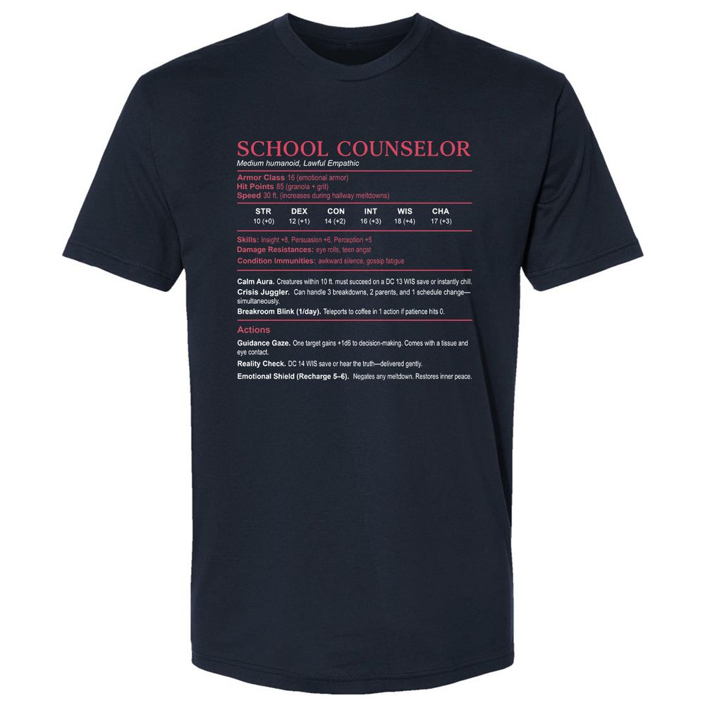 School Counselor Stats Premium Unisex T-Shirt - Midnight Navy - 2