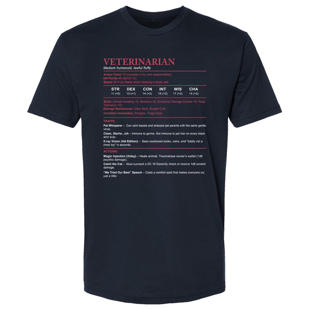 Veterinarian Stats Premium Unisex T-Shirt - Midnight Navy - 2