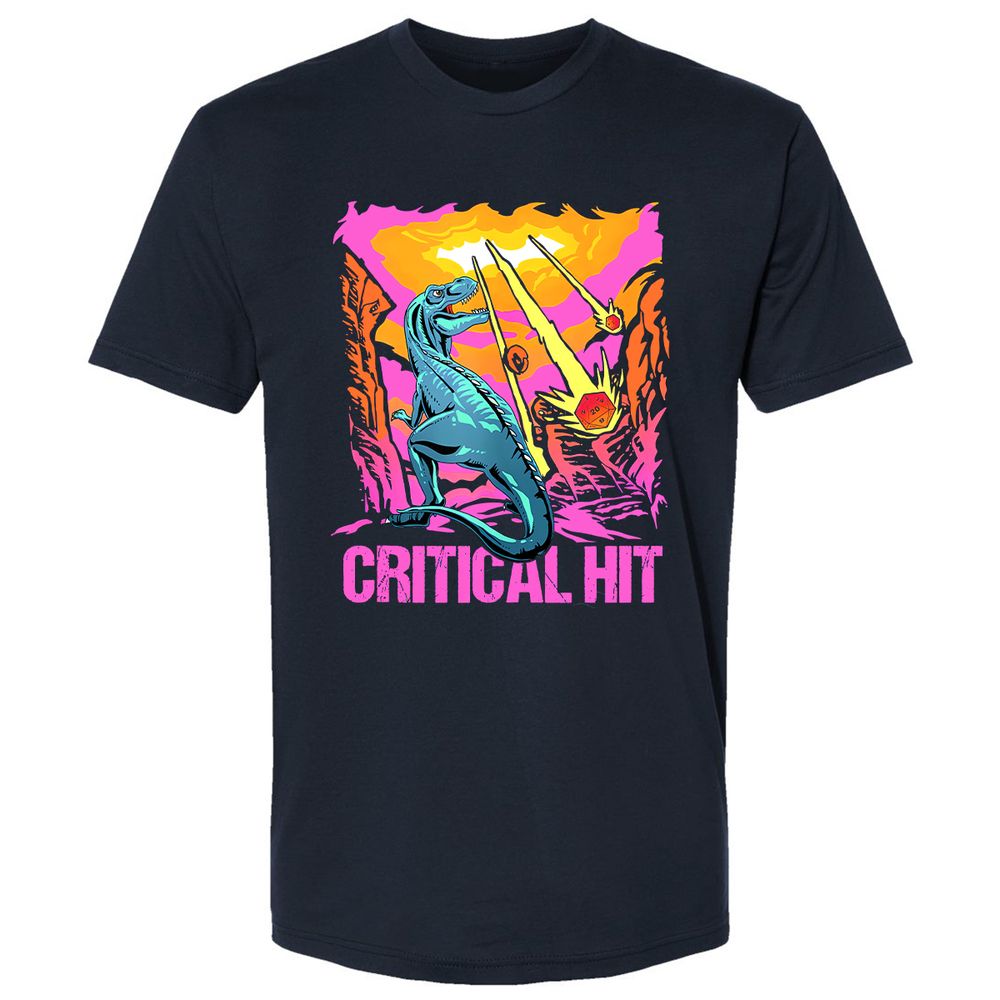 Dinosaur Critical Hit Premium Unisex T-Shirt - Midnight Navy - 2