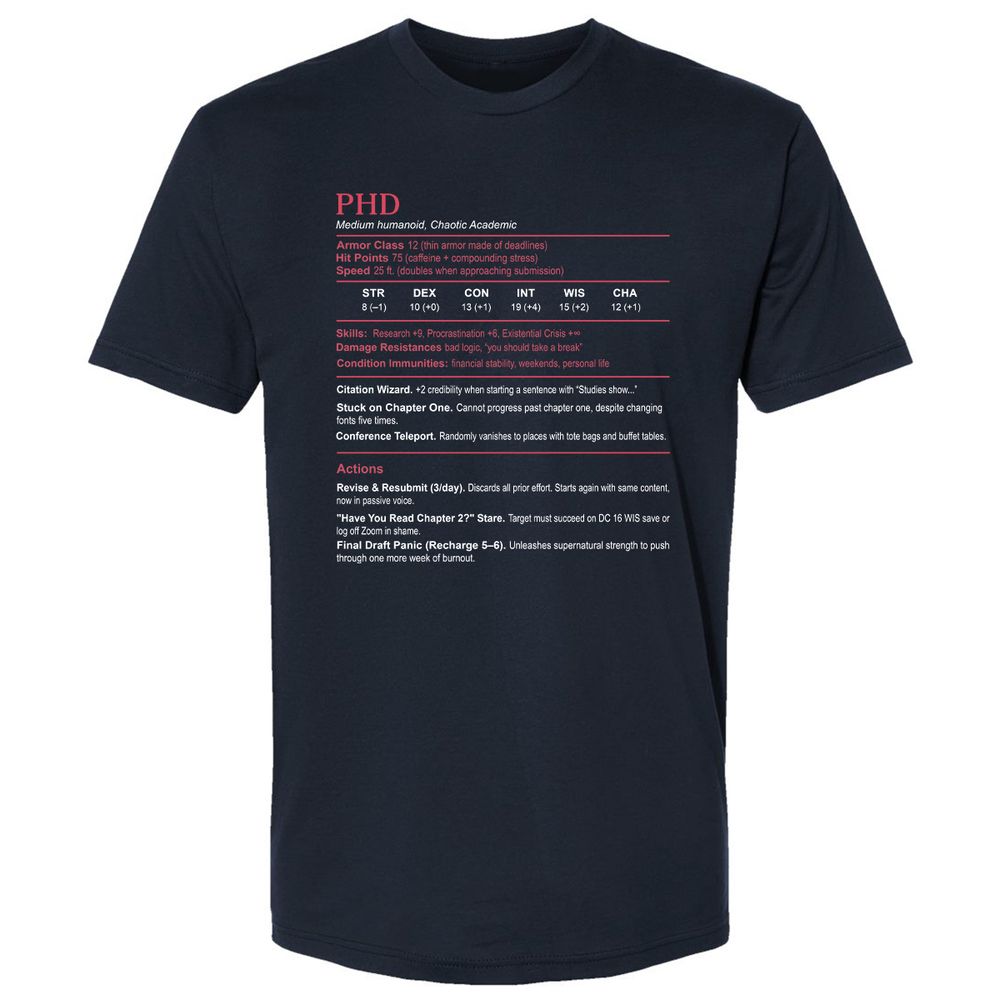 PhD Stats Premium Unisex T-Shirt - Midnight Navy - 2