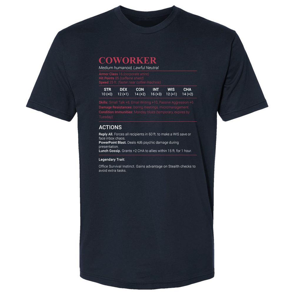 Coworker Stats Premium Unisex T-Shirt - Midnight Navy - 2