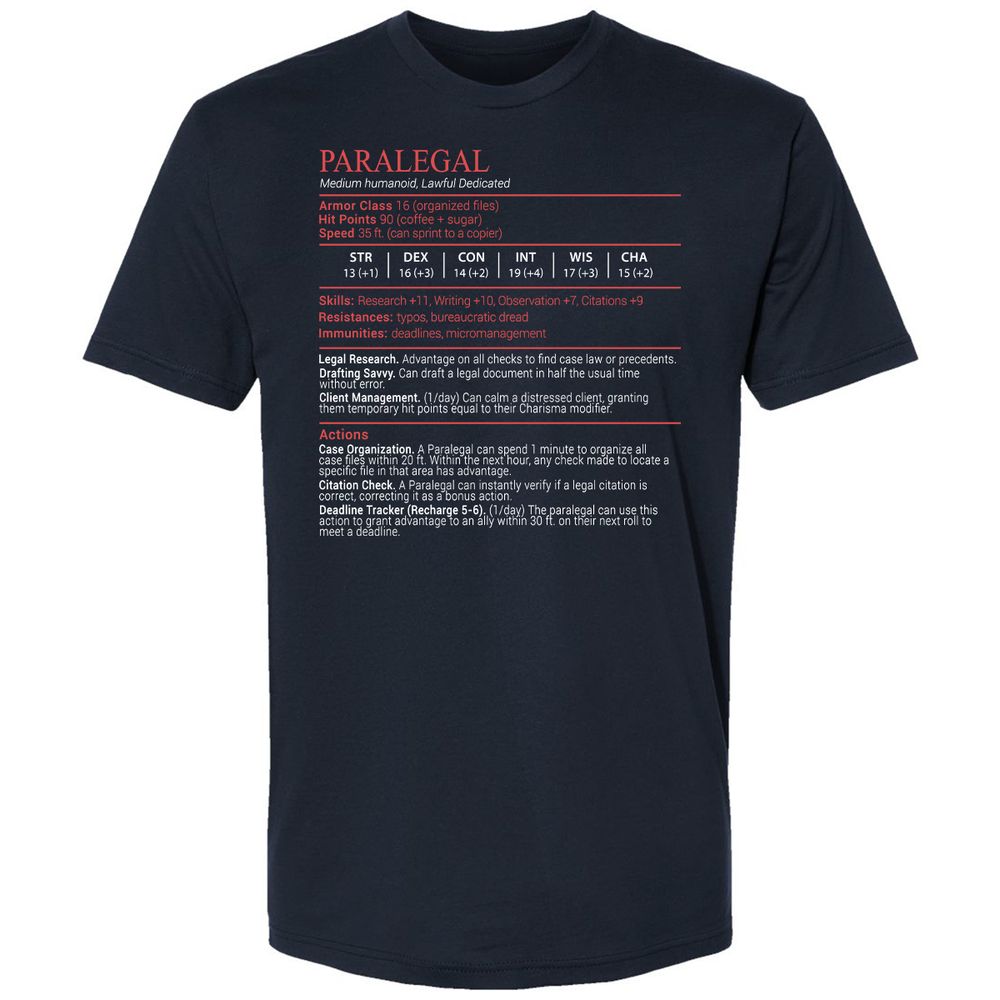 Paralegal Stats Block Premium Unisex T-Shirt - Midnight Navy - 2