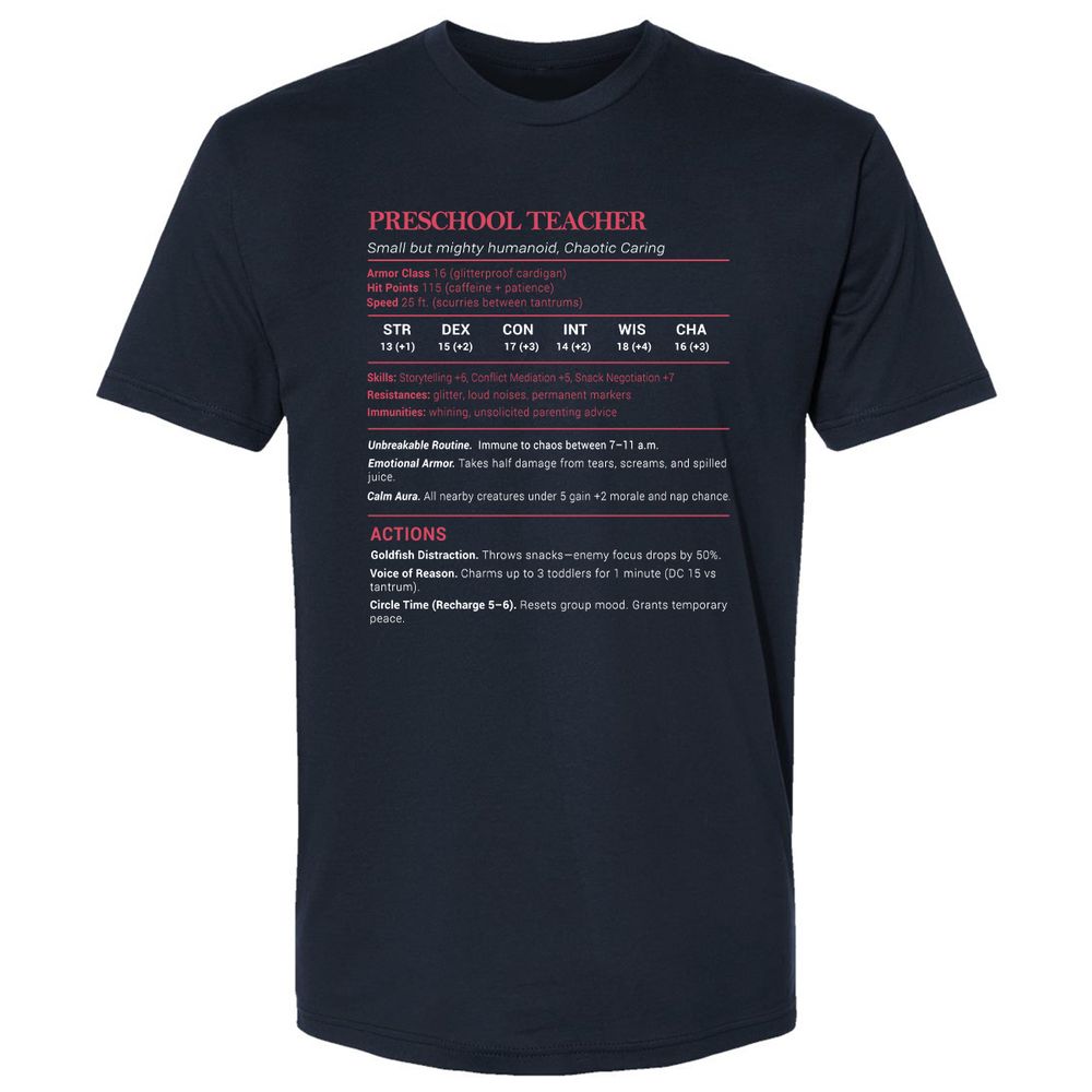 Preschool Teacher Stats Premium Unisex T-Shirt - Midnight Navy - 2