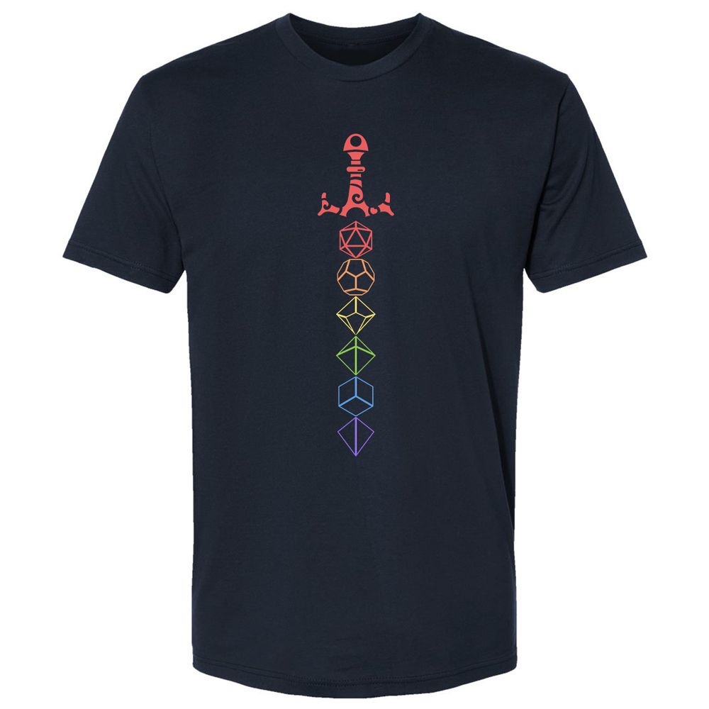 Rainbow Dice Sword LGBT Premium Unisex T-Shirt - Midnight Navy - 2