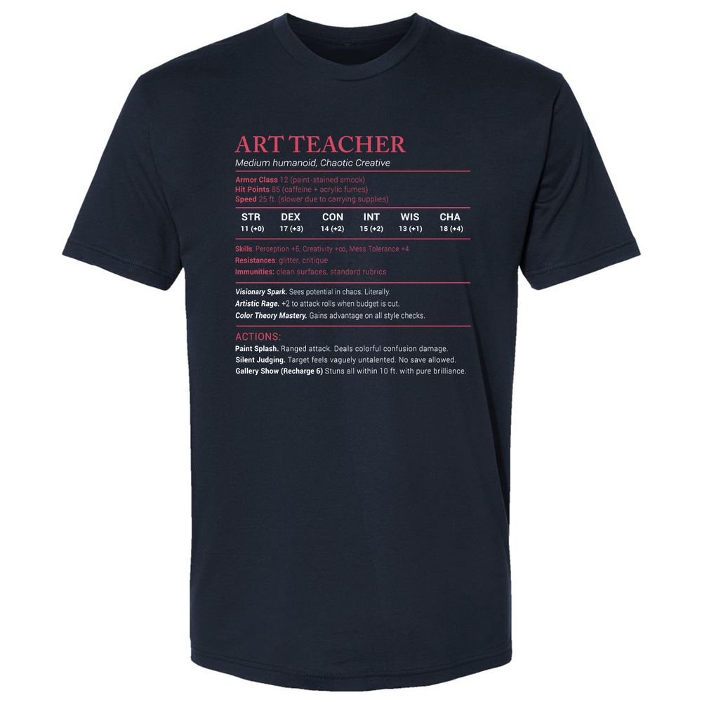 Art Teacher Stats Premium Unisex T-Shirt - Midnight Navy - 2