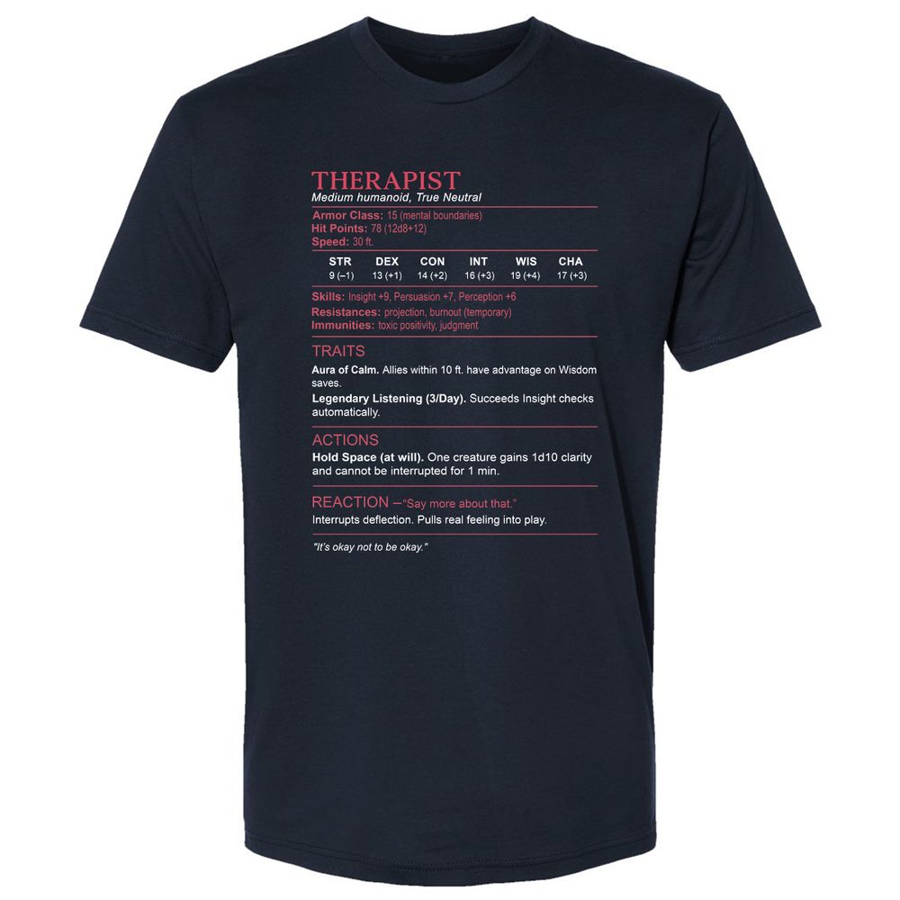 Therapist Stats Premium Unisex T-Shirt - Midnight Navy - 2