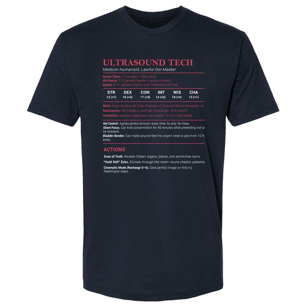 Ultrasound Tech Stats Premium Unisex T-Shirt - Midnight Navy - 2