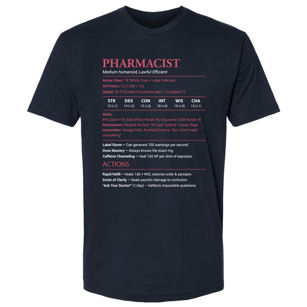 Pharmacist Stats Premium Unisex T-Shirt - Midnight Navy - 2