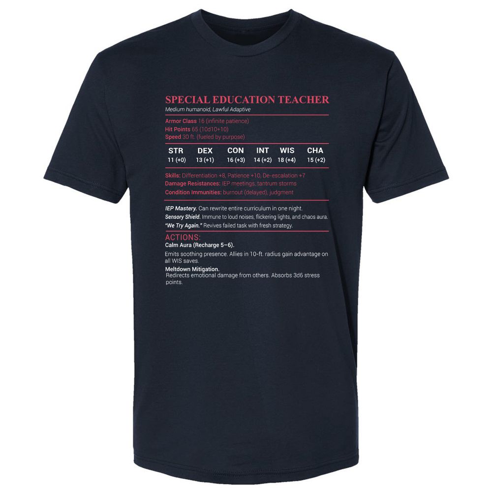 Special Edu Stats Premium Unisex T-Shirt - Midnight Navy - 2