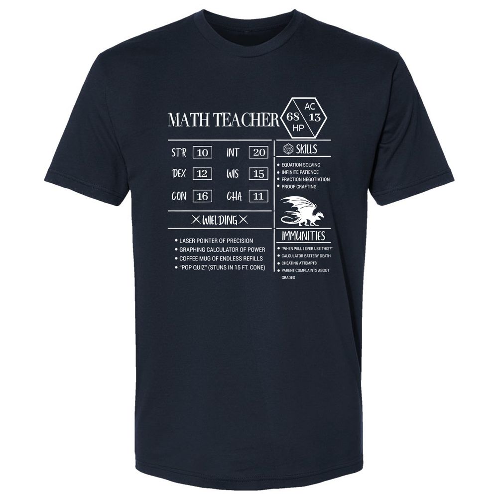 Math Teacher New Premium Unisex T-Shirt - Midnight Navy - 2