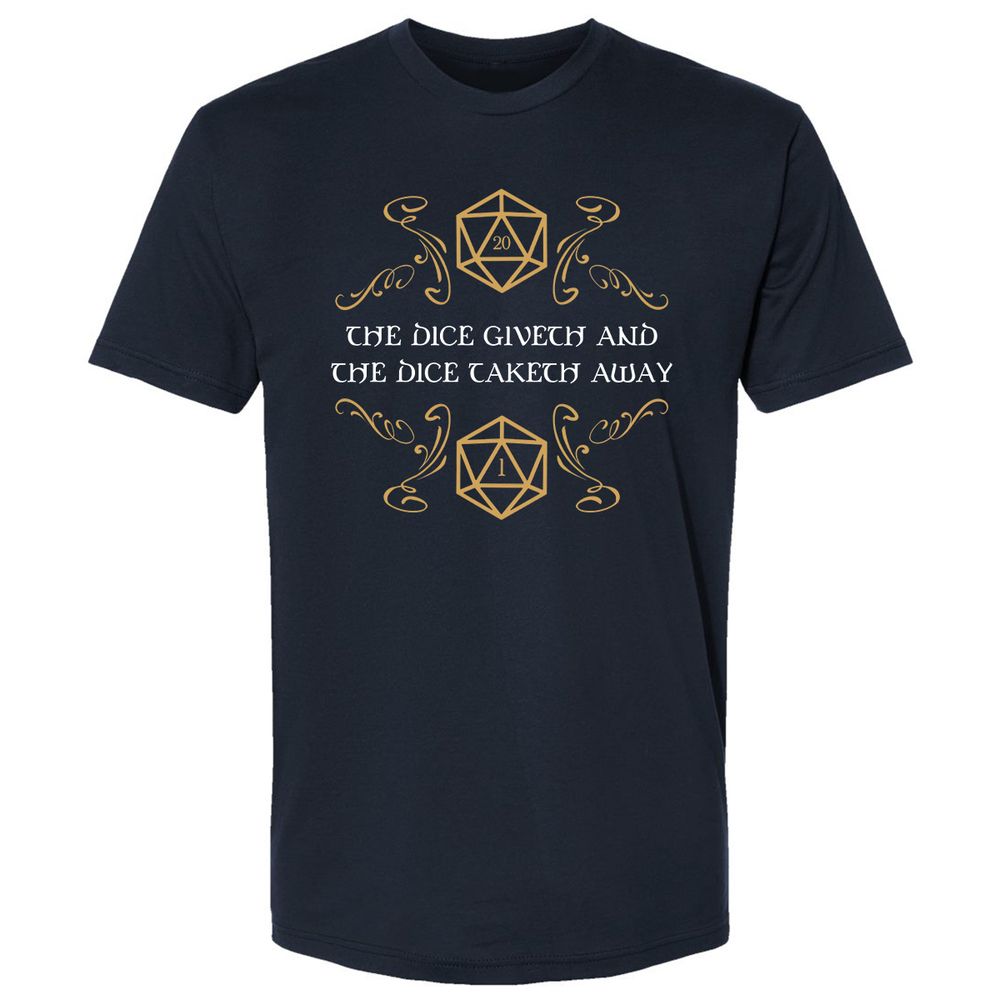 The Dice Giveth and Taketh Away Natural 20 and Critical Fail Premium Unisex T-Shirt - Midnight Navy - 2