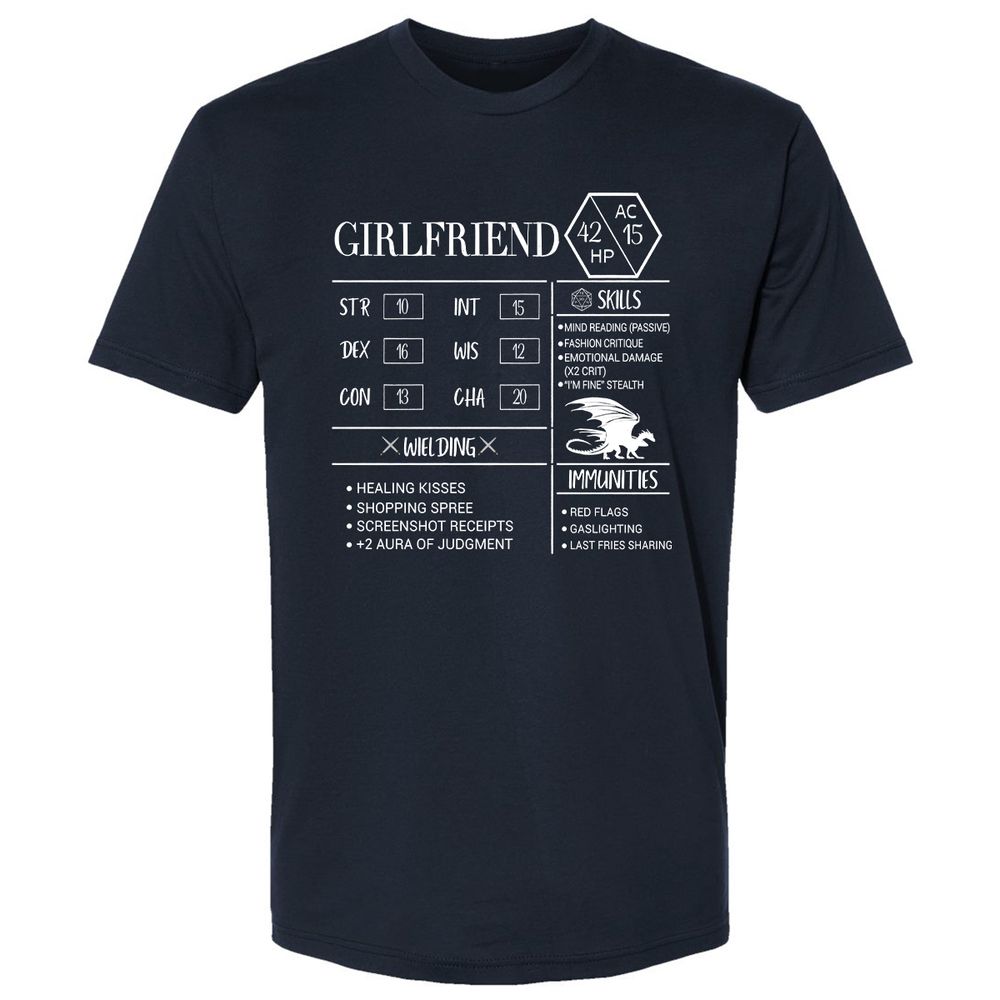 Girlfriend Stats Premium Unisex T-Shirt - Midnight Navy - 2