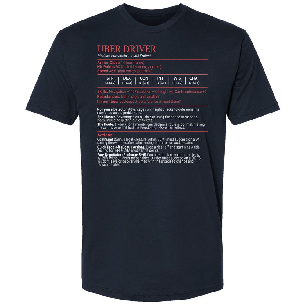 Uber Driver Stats Block Premium Unisex T-Shirt - Midnight Navy - 2