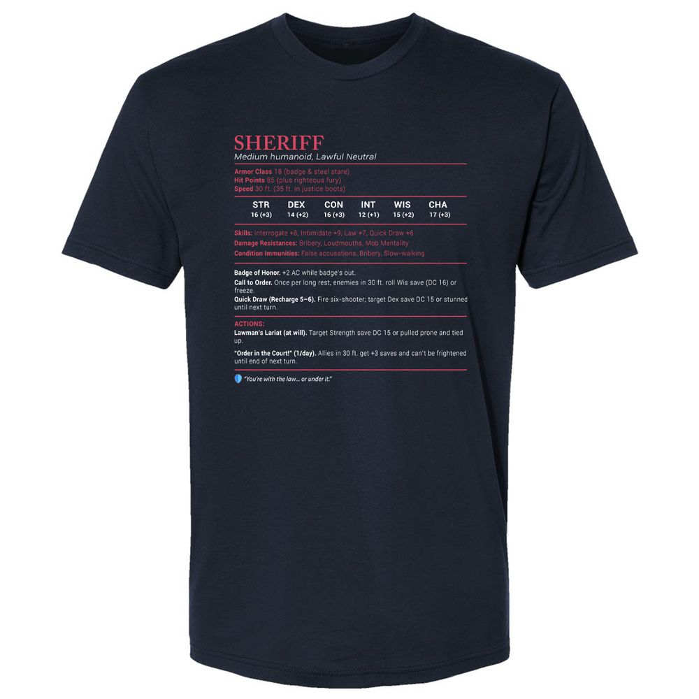 Sheriff Stats Premium Unisex T-Shirt - Midnight Navy - 2