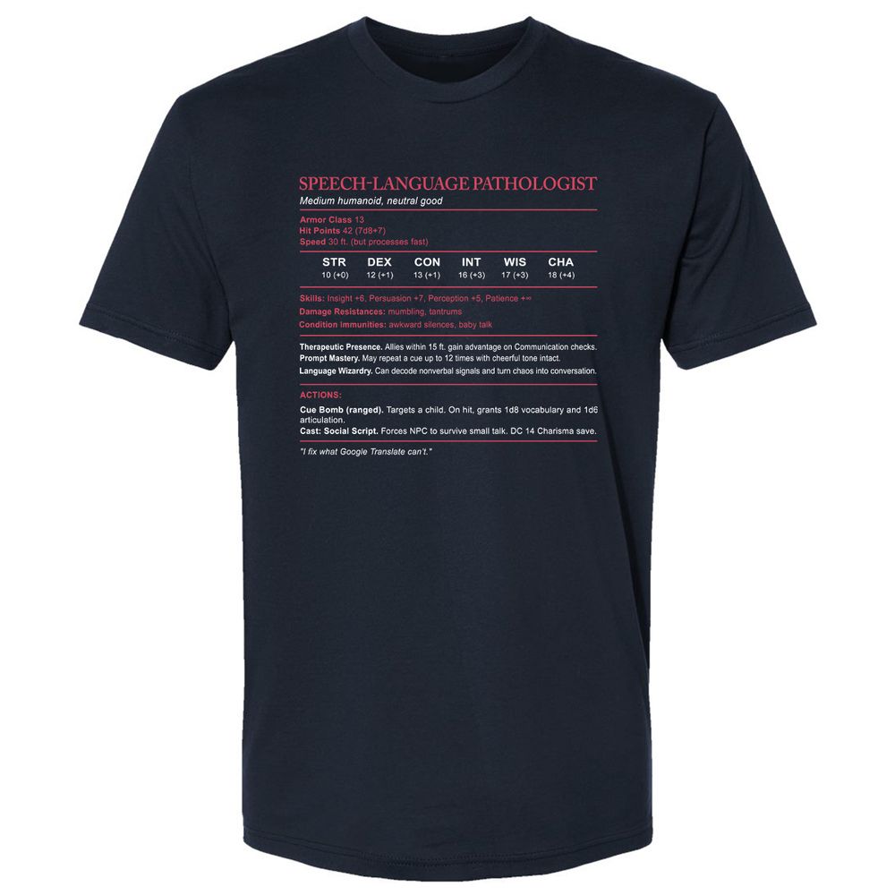 Speech Language Pathologist Stats Premium Unisex T-Shirt - Midnight Navy - 2
