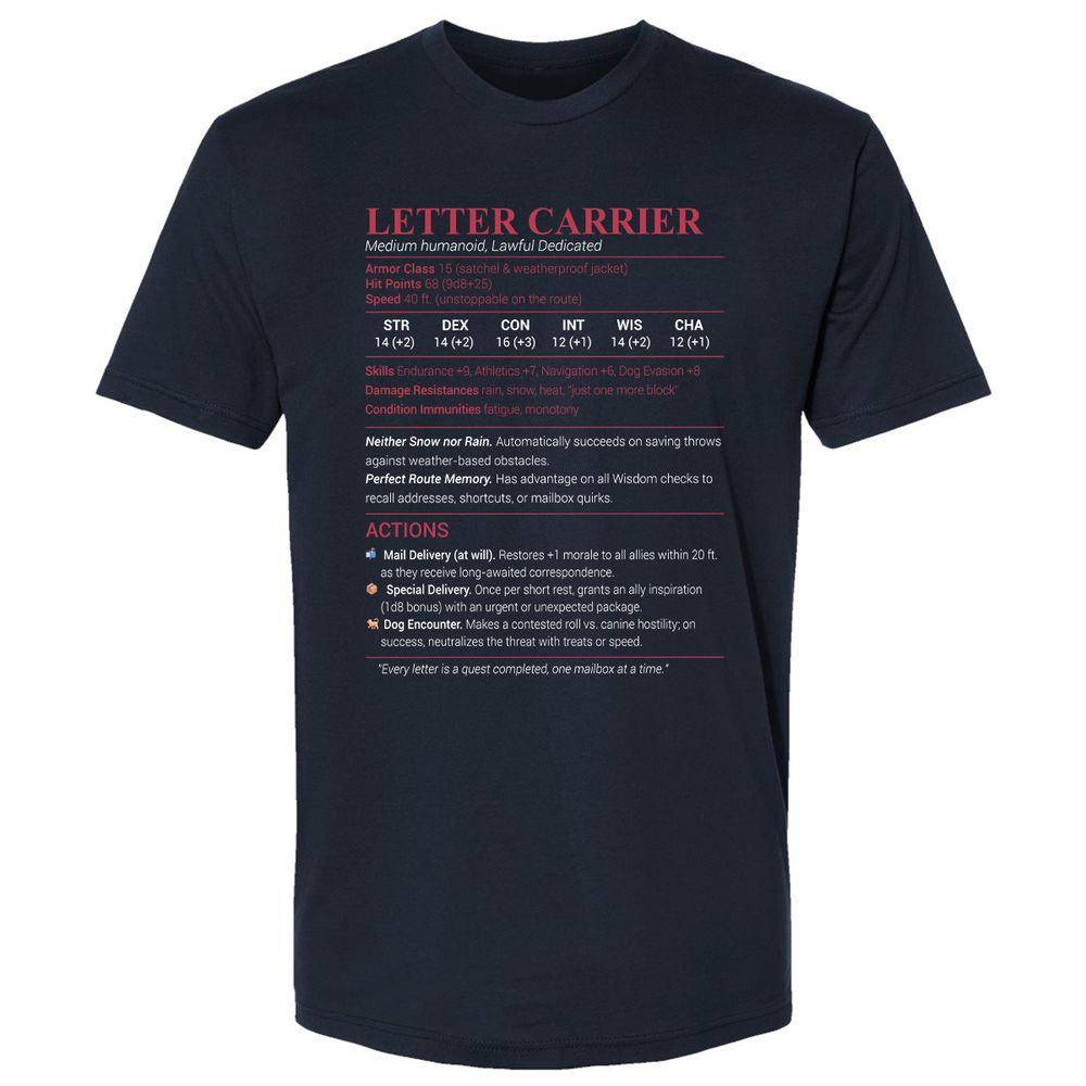Letter Carrier Premium Unisex T-Shirt - Midnight Navy - 2