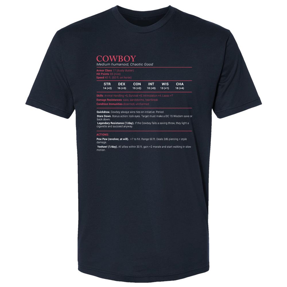 Cowboy Stats Premium Unisex T-Shirt - Midnight Navy - 2