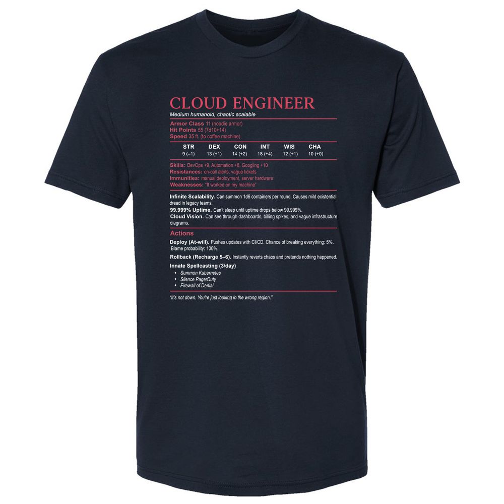 Cloud Engineer Stats Premium Unisex T-Shirt - Midnight Navy - 2
