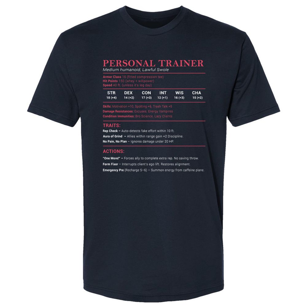 Personal Trainer PT Stats Premium Unisex T-Shirt - Midnight Navy - 2