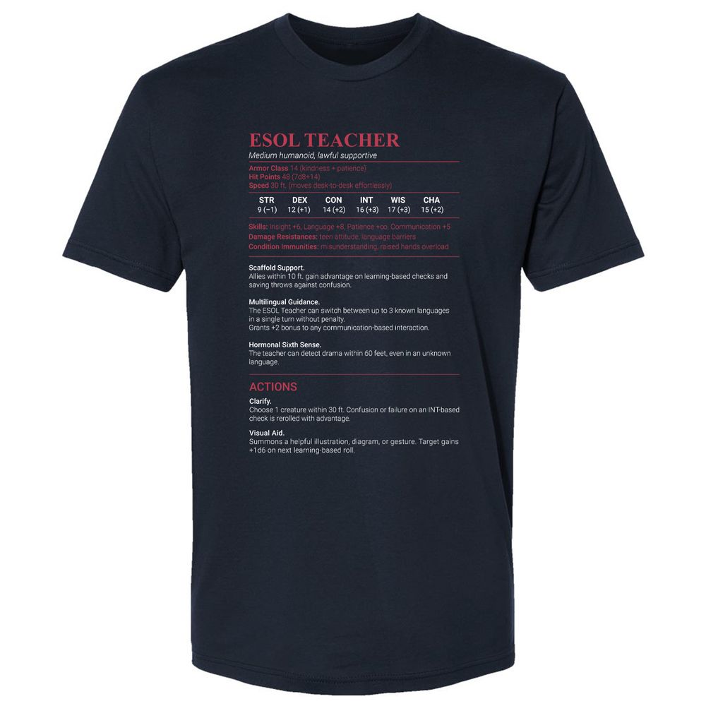 ESOL Teacher Premium Unisex T-Shirt - Midnight Navy - 2