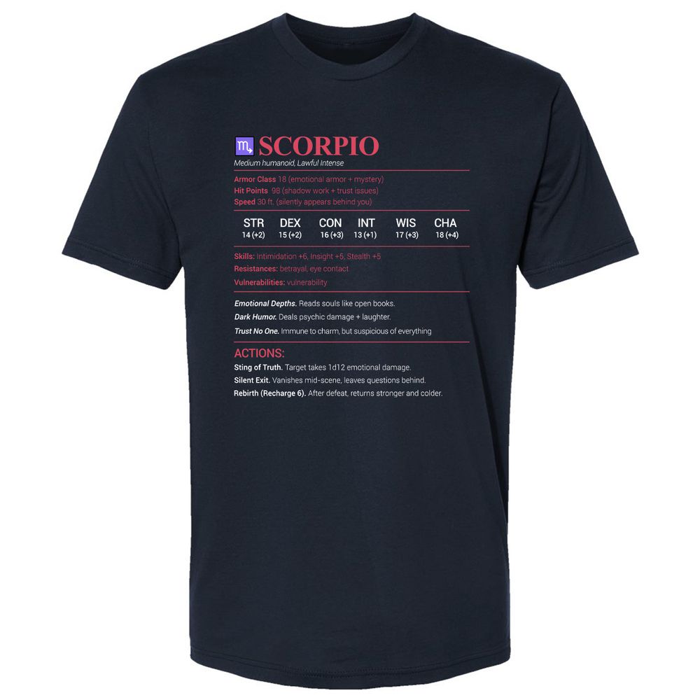 Scorpio Stats Premium Unisex T-Shirt - Midnight Navy - 2