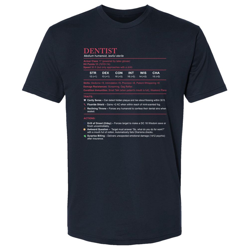 Dentist Stats Premium Unisex T-Shirt - Midnight Navy - 2