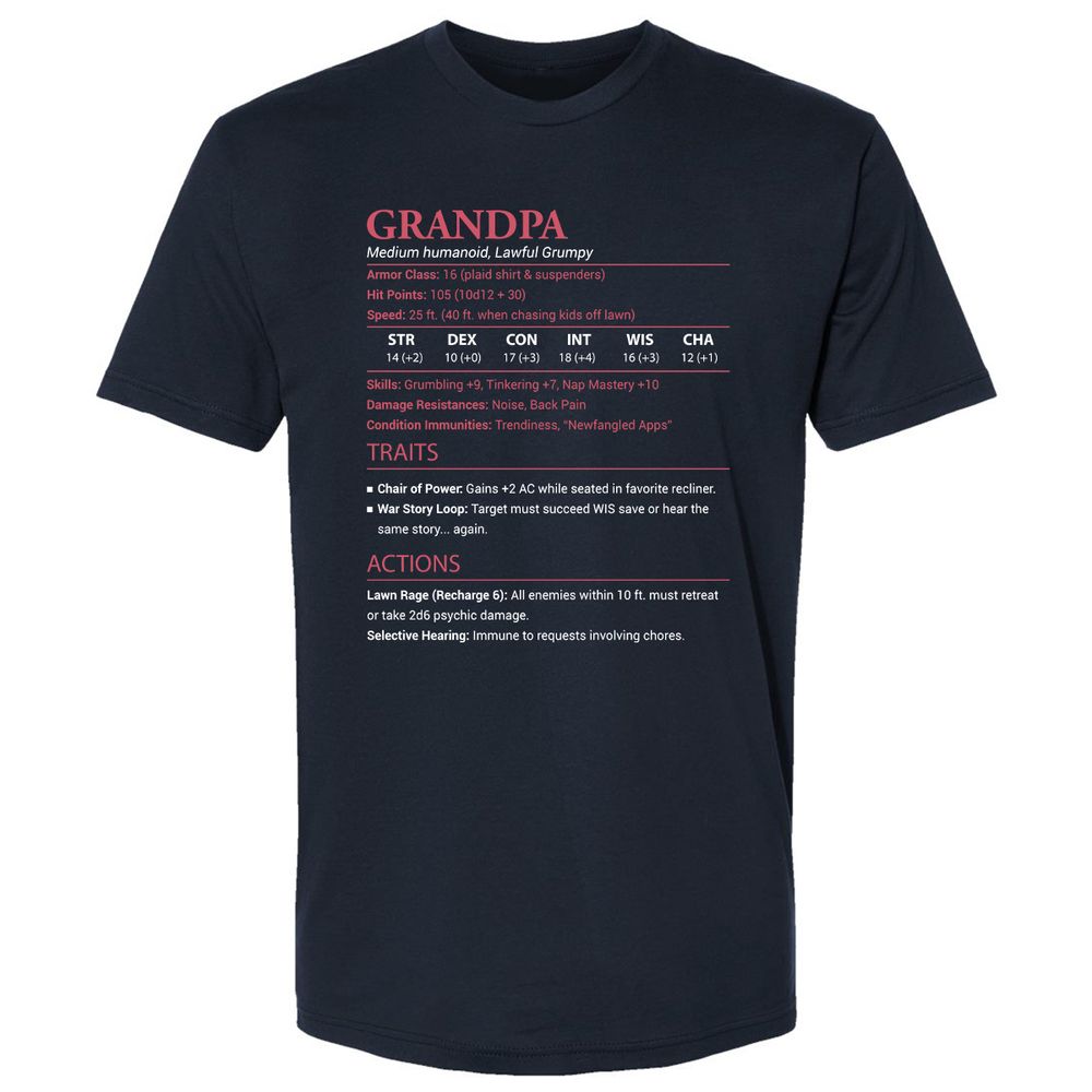 Grandpa Stats Premium Unisex T-Shirt - Midnight Navy - 2
