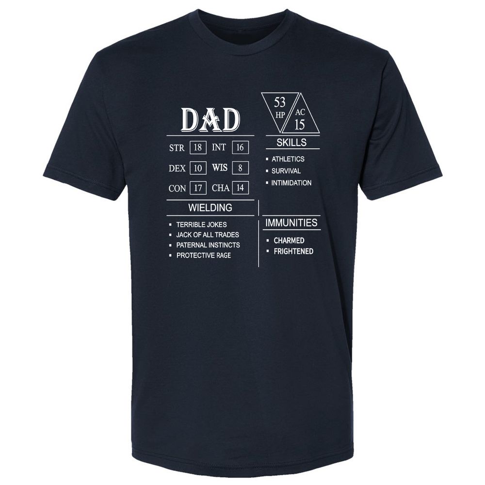 Dad Stat Block Premium Unisex T-Shirt - Midnight Navy - 2