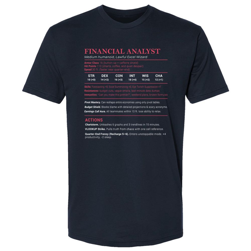 Financial Analyst Stats Premium Unisex T-Shirt - Midnight Navy - 2
