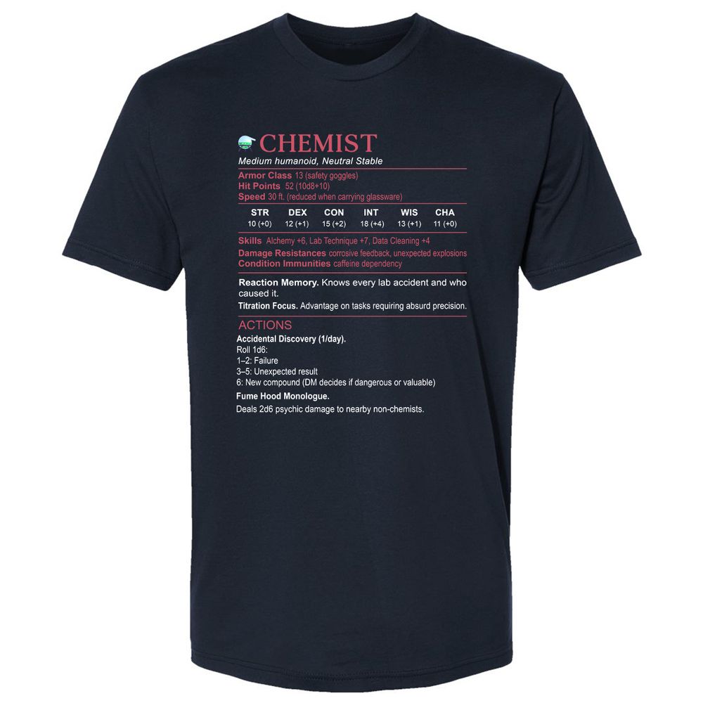 Chemist Stats Premium Unisex T-Shirt - Midnight Navy - 2