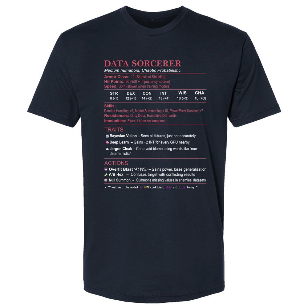 Data Scientist Stats (Data Sorcerer) Premium Unisex T-Shirt - Midnight Navy - 2