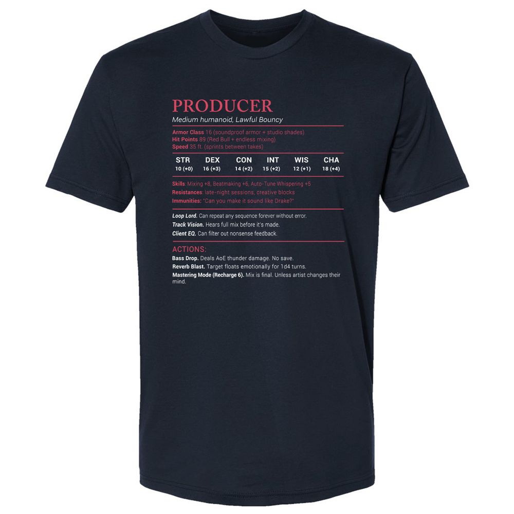 Producer Stats Premium Unisex T-Shirt - Midnight Navy - 2