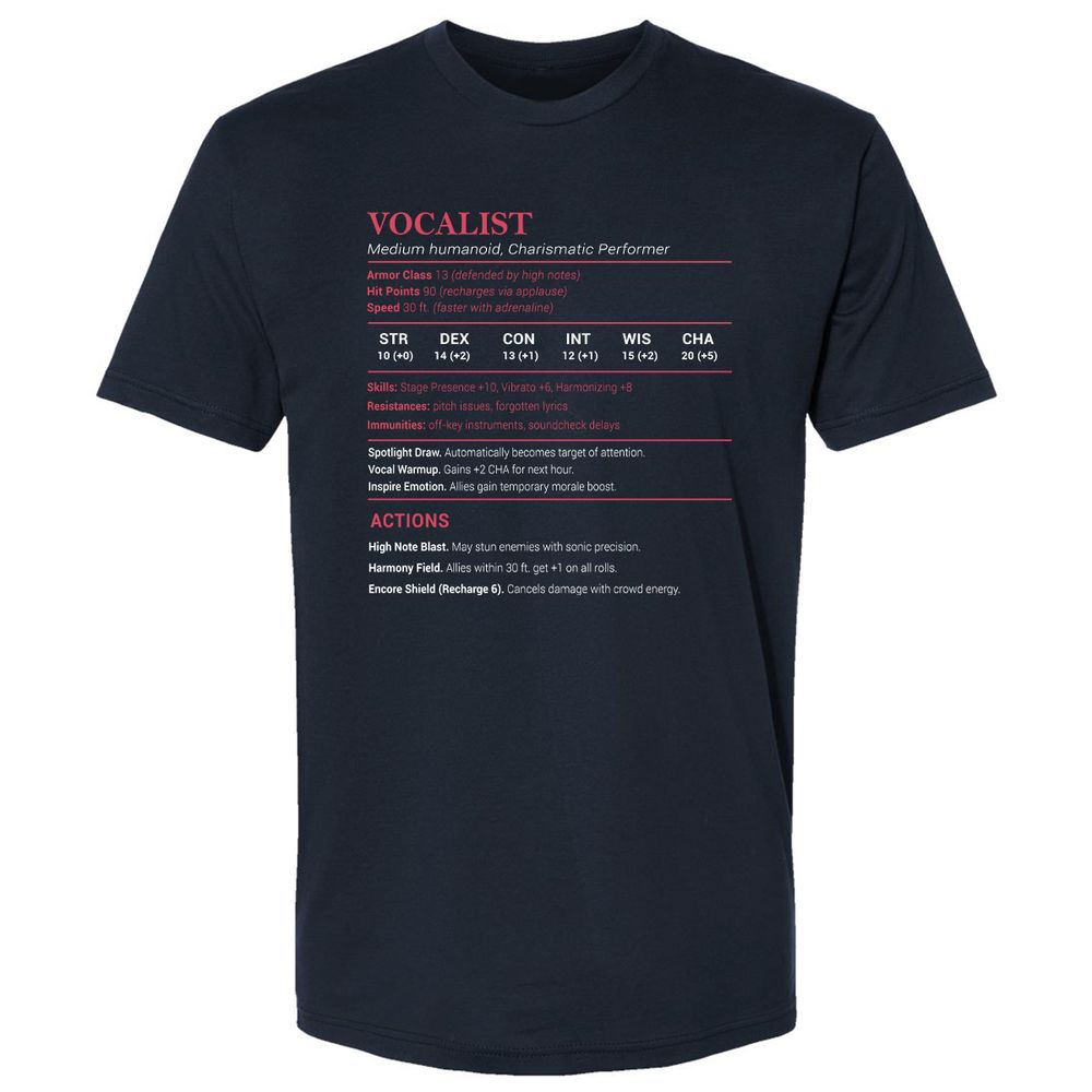Vocalist Stats Premium Unisex T-Shirt - Midnight Navy - 2