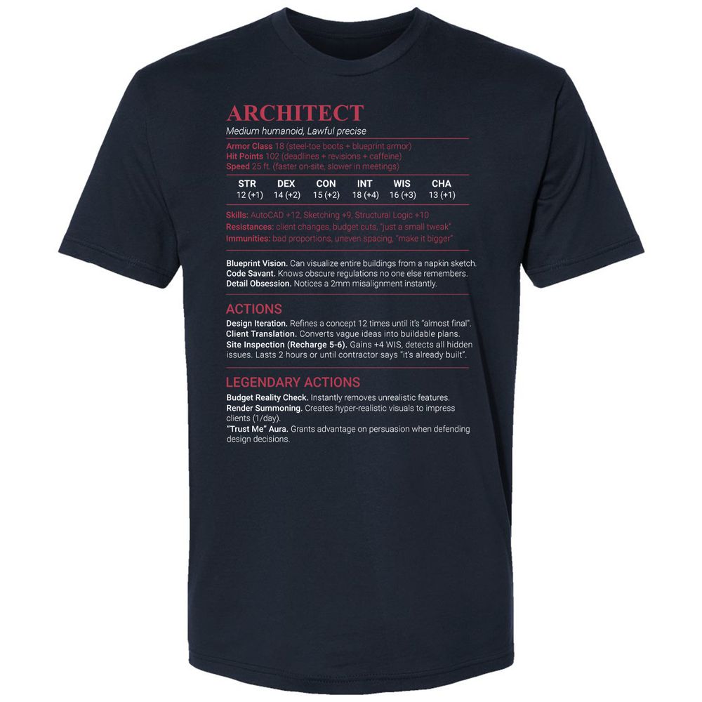 Architect Stats Premium Unisex T-Shirt - Midnight Navy - 2
