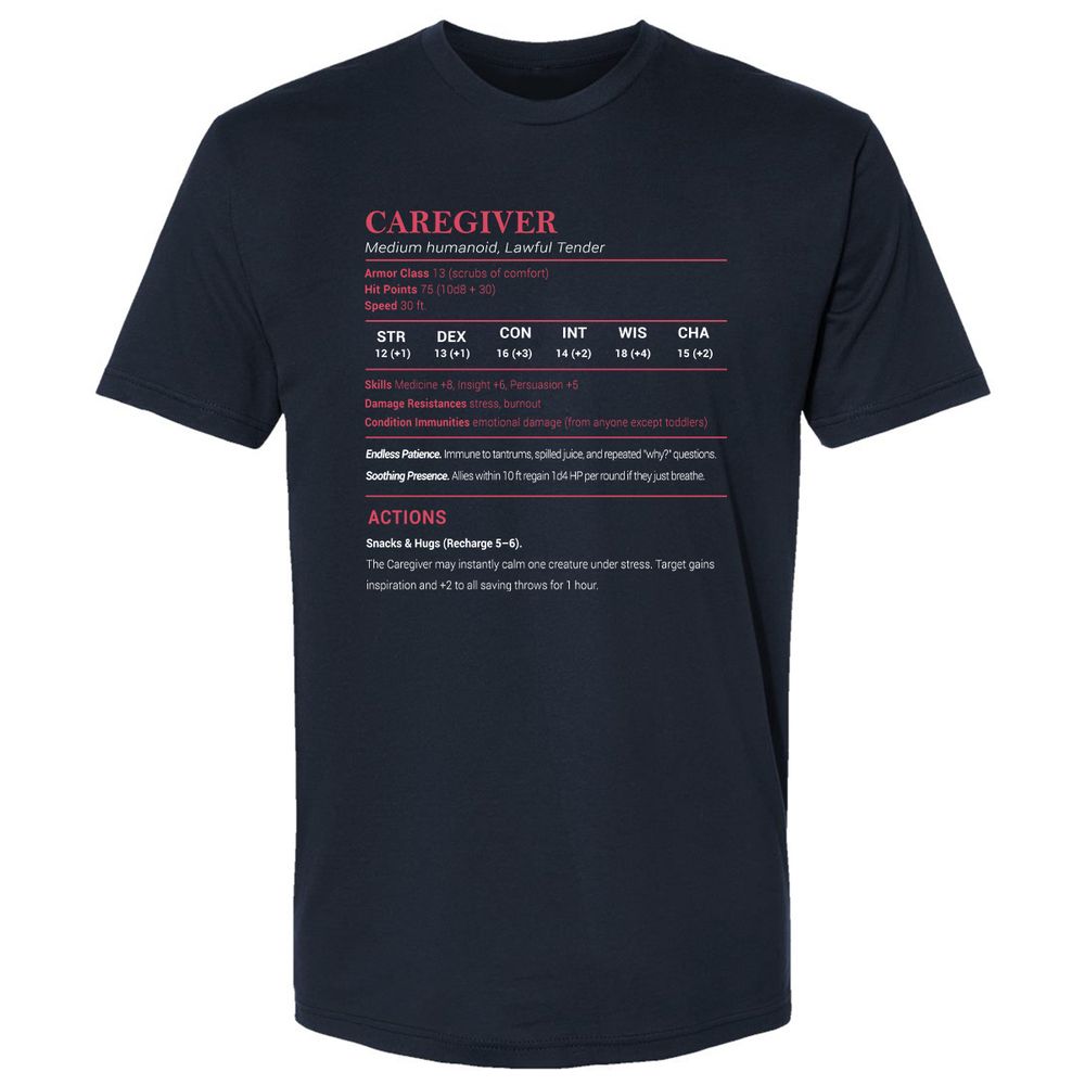 Caregiver Stats Premium Unisex T-Shirt - Midnight Navy - 2