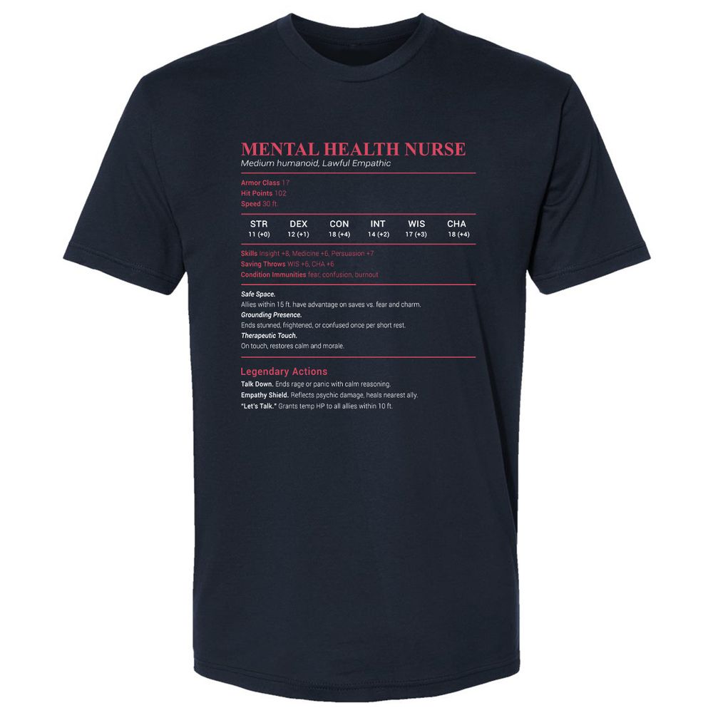 Mental Health Nurse Stats Premium Unisex T-Shirt - Midnight Navy - 2