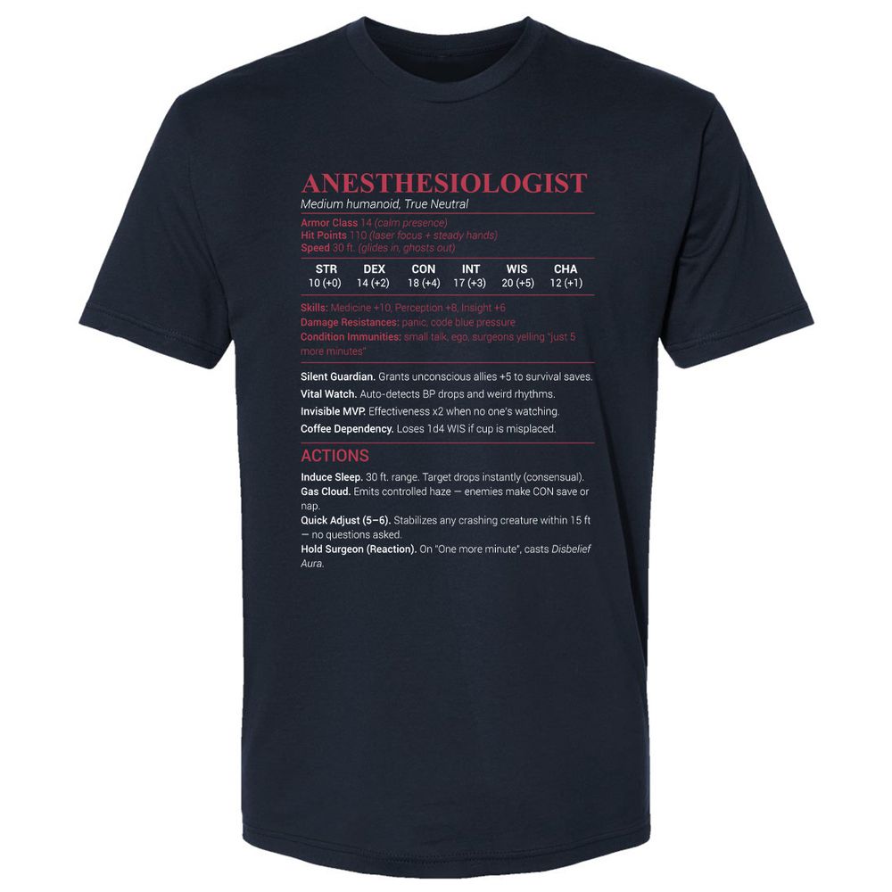Anesthesiologist Stats Premium Unisex T-Shirt - Midnight Navy - 2