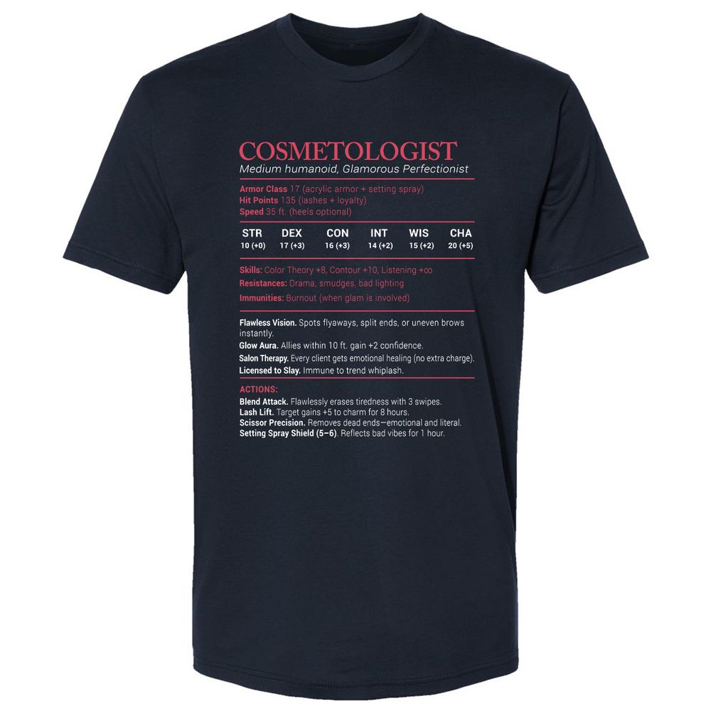 Cosmetologist Stats Premium Unisex T-Shirt - Midnight Navy - 2