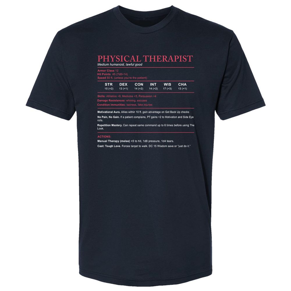 Physical Therapist Stats Premium Unisex T-Shirt - Midnight Navy - 2