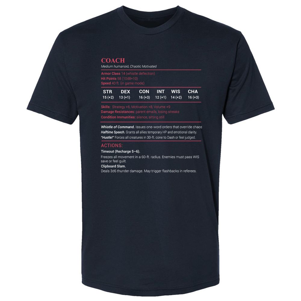 Coach Stats Premium Unisex T-Shirt - Midnight Navy - 2