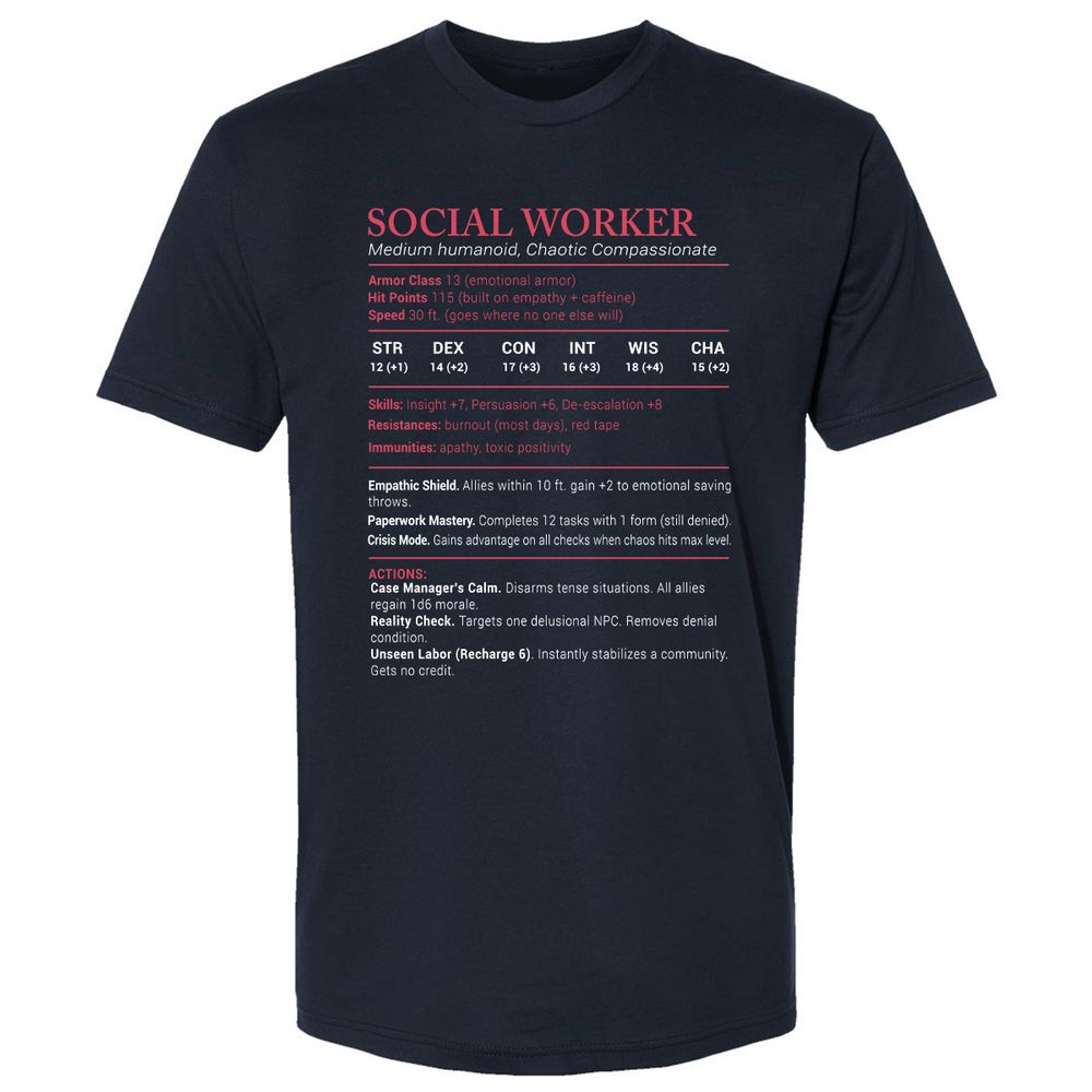 Social Worker Stats Premium Unisex T-Shirt - Midnight Navy - 2