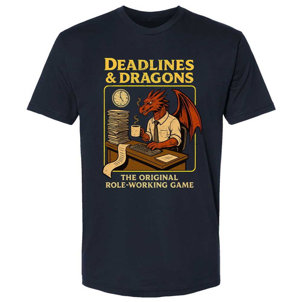Deadlines & Dragons (Office Staff) Premium Unisex T-Shirt - Midnight Navy - 2