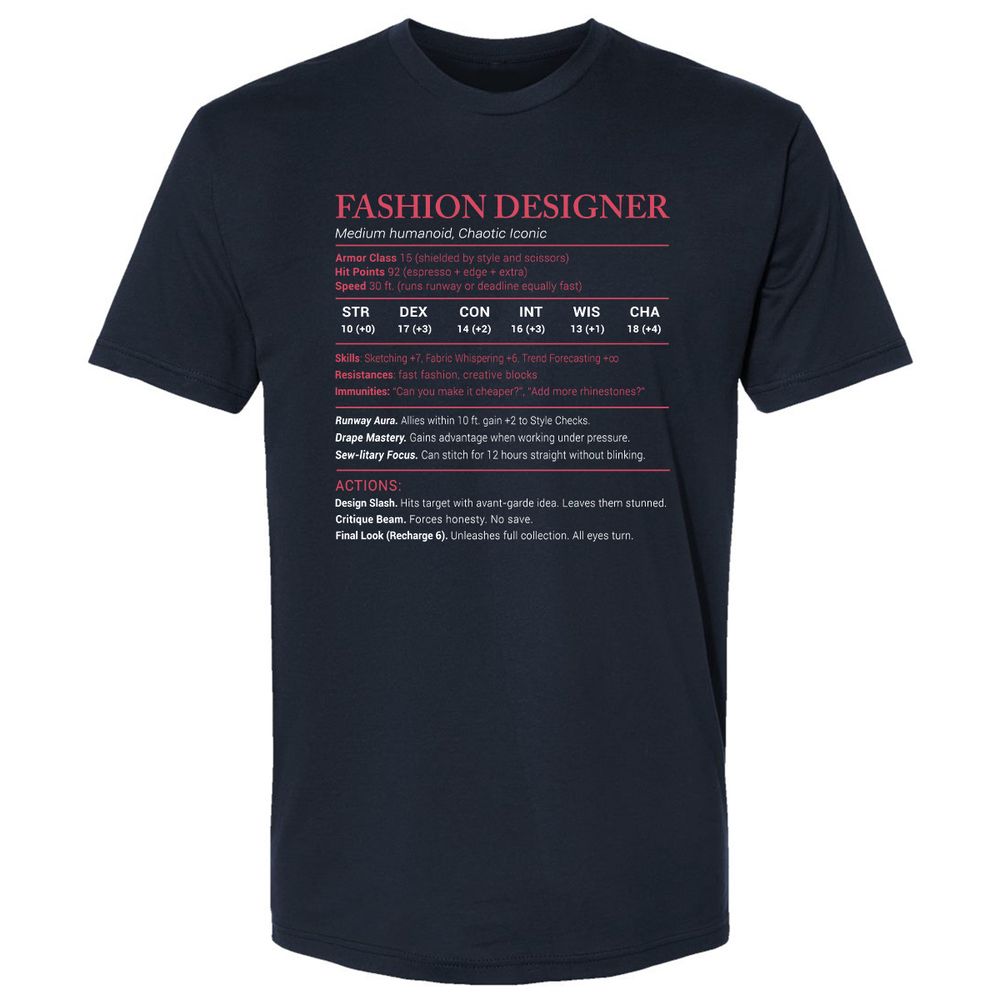 Fashion Designer Stats Premium Unisex T-Shirt - Midnight Navy - 2