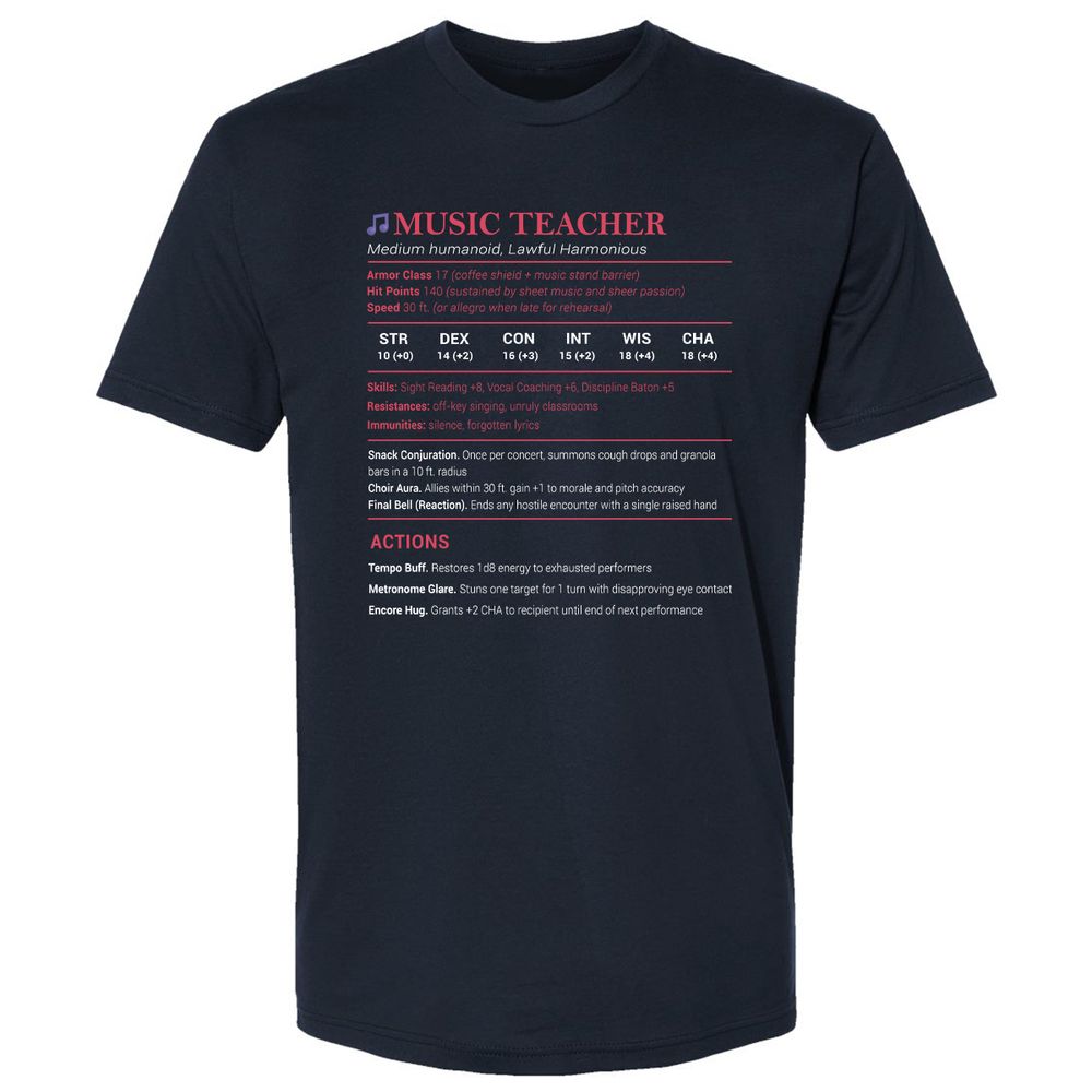 Music Teacher Premium Unisex T-Shirt - Midnight Navy - 2