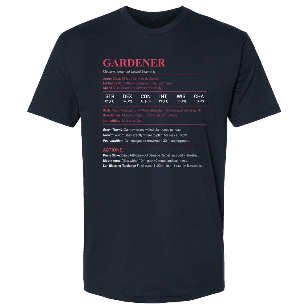 Gardener Stats Premium Unisex T-Shirt - Midnight Navy - 2