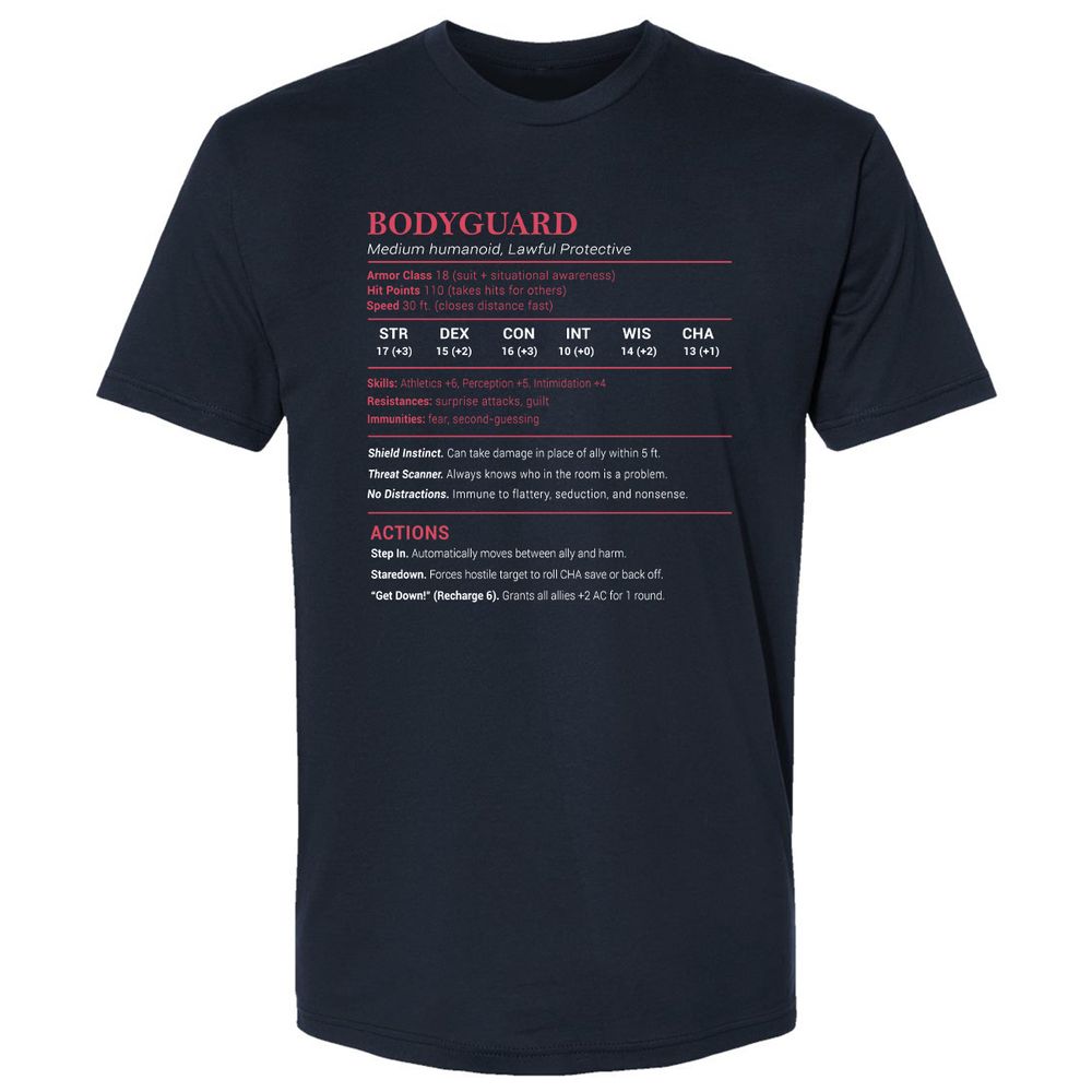 Bodyguard Stats Premium Unisex T-Shirt - Midnight Navy - 2