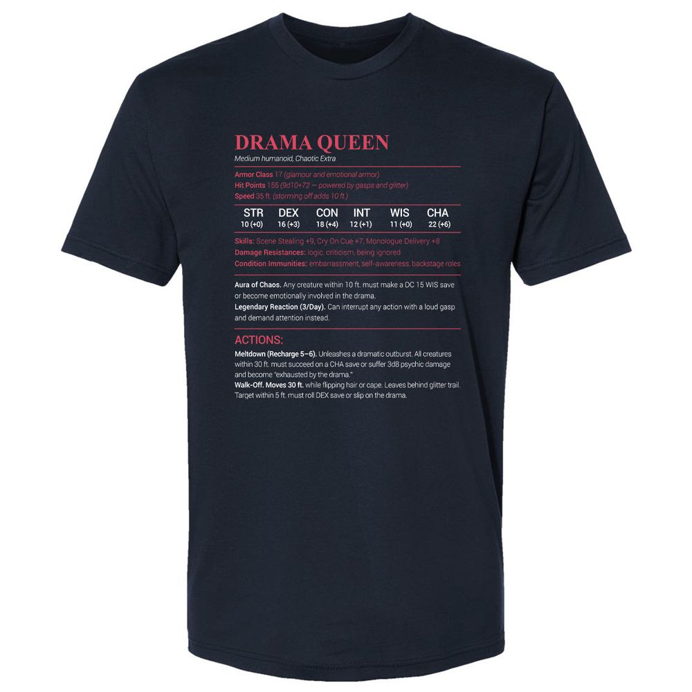 Drama Queen Premium Unisex T-Shirt - Midnight Navy - 2