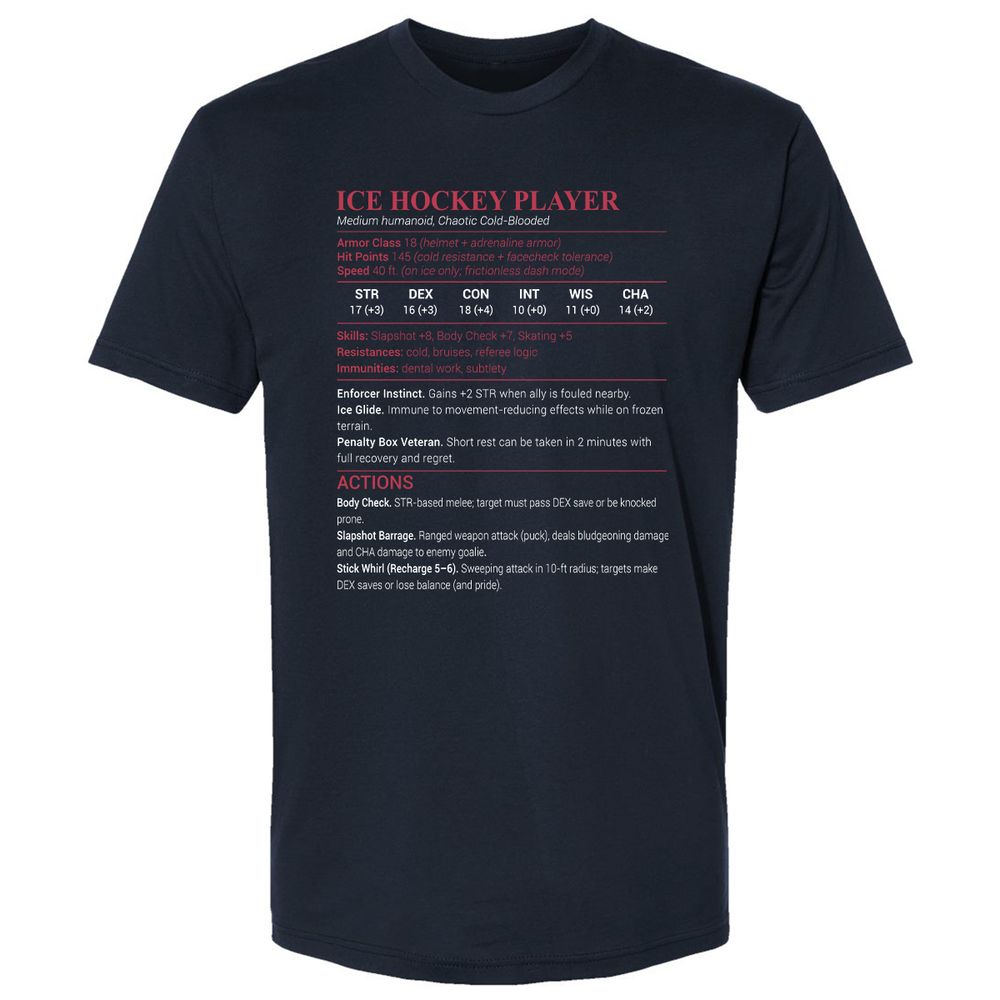 Ice Hockey Player Premium Unisex T-Shirt - Midnight Navy - 2