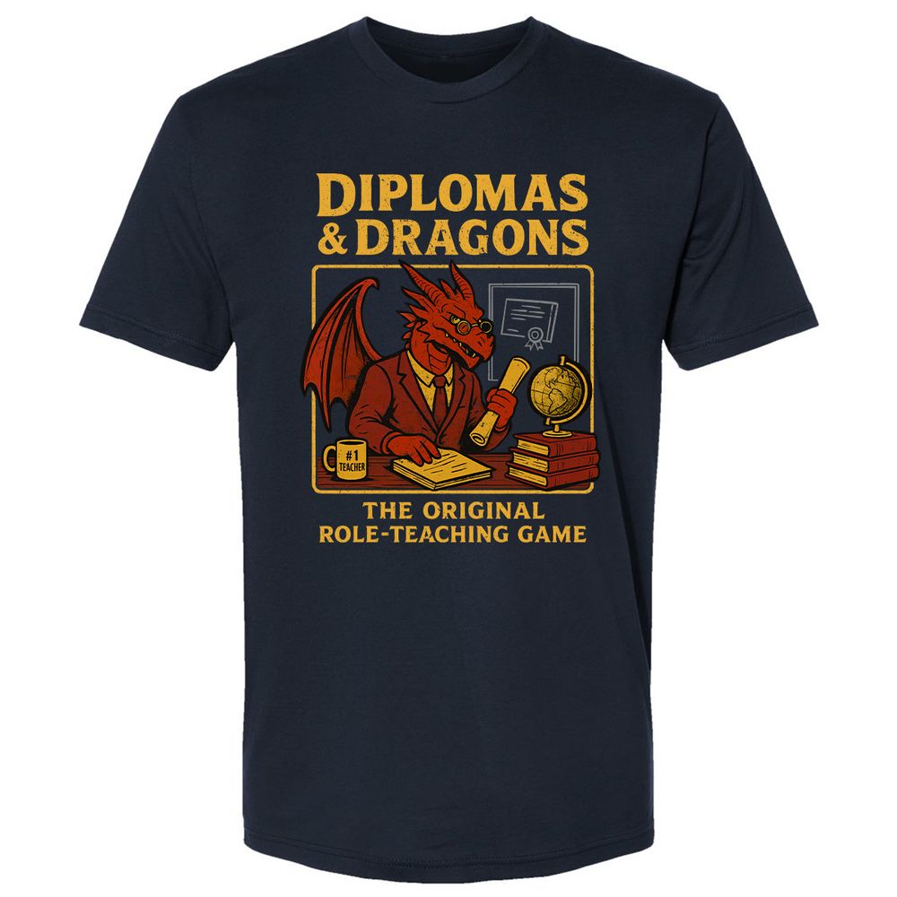 Diplomas & Dragons Premium Unisex T-Shirt - Midnight Navy - 2