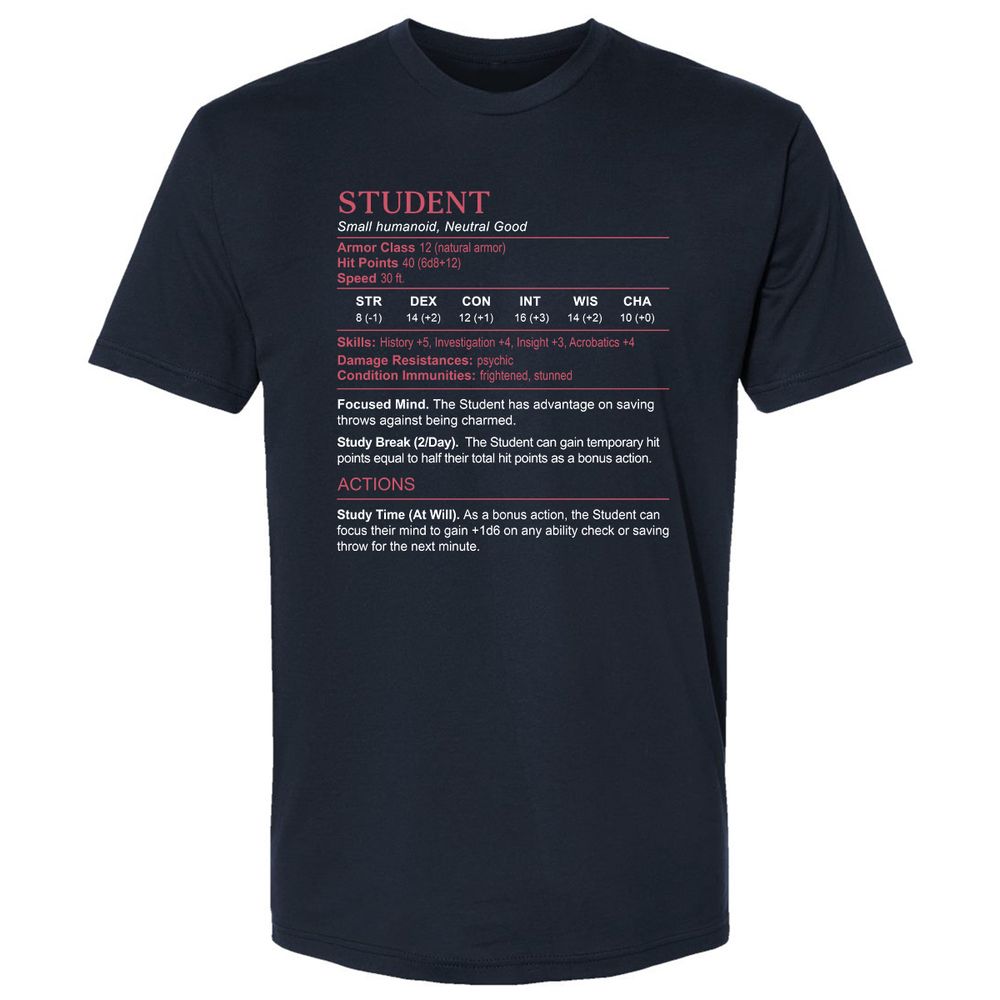 Student Stats Premium Unisex T-Shirt - Midnight Navy - 2